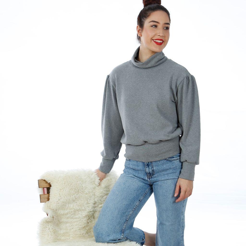 Preview: Papierschnittmuster Pulli mit Kräuselärmel Frau Oke XS-XXL